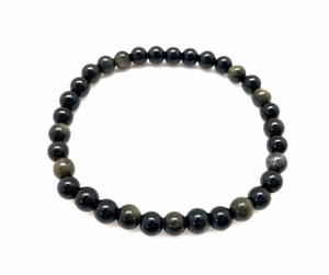 Gold Sheen Obsidian Elastic Bracelet - 6mm Beads