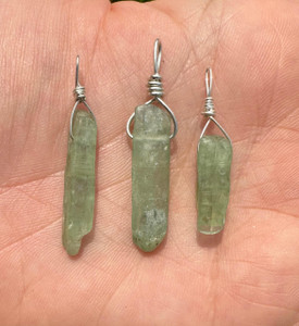Green Kyanite Pendant on Sterling Silver Wire 