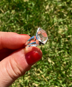 Herkimer Diamond Ring in Sterling Silver, SIZE 5 to 9 US - Raw Natural Ring in Bezel Setting