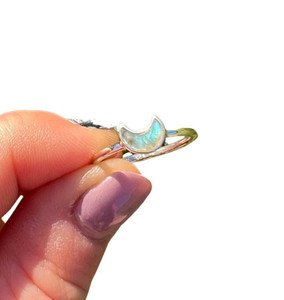 Labradorite Moon Ring in Sterling Silver 