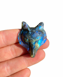Labradorite Wolf - Polished Stone Sculpture
