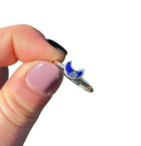 Lapis Lazuli Moon Ring in Sterling Silver 