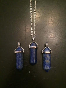 Lapis Lazuli Pendant - Polished Point Pendant with Capped Setting