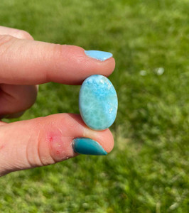 Larimar Cabochon - Polished Stone Oval