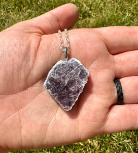 Lepidolite Book Pendant (small raw slab) 