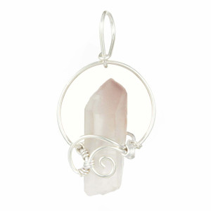 Lithium Quartz Raw Point Pendant in Wire Wrapped Setting - Sterling Silver - 26