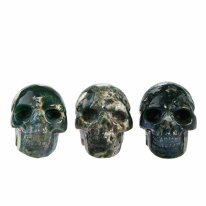 Moss Agate Skull - Polished Stone Sculpture