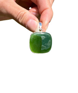 Nephrite Jade Pendant - Sterling Silver - No.522 