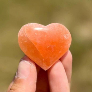 Orange Selenite Heart - Polished Peach Selenite Crystal 