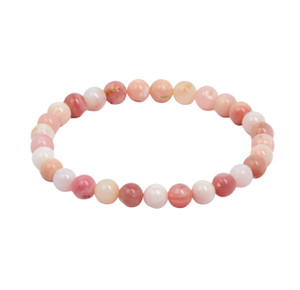 Pink Opal Elastic Bracelet - Grade A - 6mm & 8mm Beads 