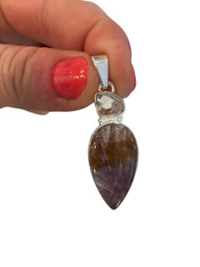 Polished Super 7 Pendant with Herkimer Diamond - Sterling Silver - No.36