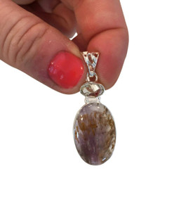 Polished Super 7 Pendant with Herkimer Diamond - Sterling Silver - No.45