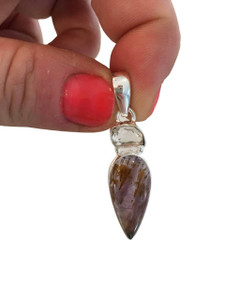 Polished Super 7 Pendant with Herkimer Diamond - Sterling Silver - No.60