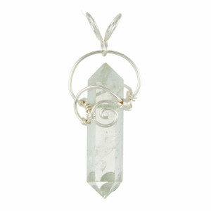 Prasiolite Polished Point Pendant in Wire Wrapped Setting - Sterling Silver - 146