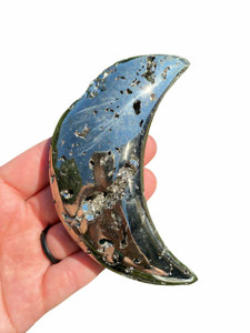 Pyrite Crescent Moon - Polished Stone