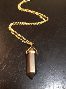 Pyrite Polished Point Pendant in Capped Setting