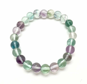 Rainbow Fluorite Elastic Bracelet - 6mm and 8mm Beads