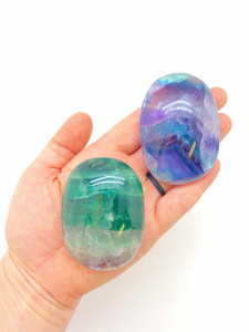 Rainbow Fluorite Palm Stone - Polished Crystal Oval