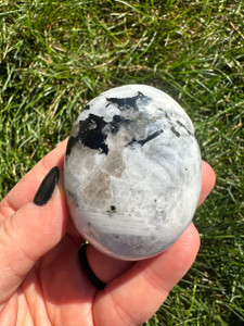 Rainbow Moonstone Palm Stone - Polished Stone Oval 