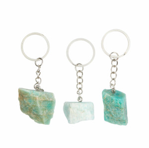 Raw Amazonite Crystal Keychain