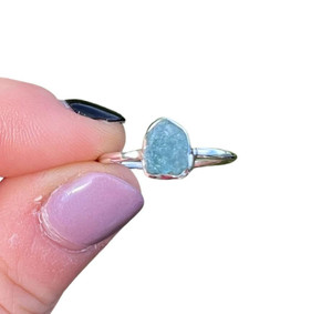 Raw Aquamarine Bezel Ring in Sterling Silver 