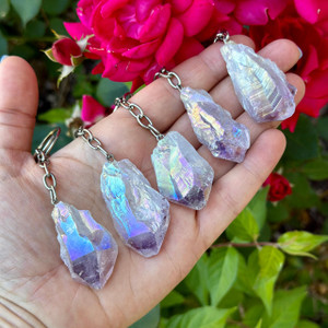 Raw Aura Amethyst Keychain 