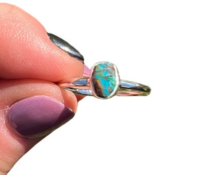 Raw Chrysocolla Bezel Ring in Sterling Silver 