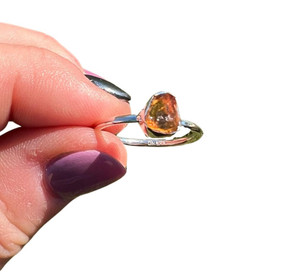 Raw Citrine Bezel Ring in Sterling Silver 