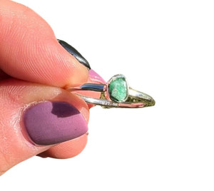 Raw Emerald Bezel Ring in Sterling Silver 