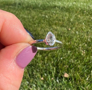 Raw Herkimer Diamond Bezel Ring in Sterling Silver 