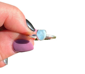 Raw Larimar Bezel Ring in Sterling Silver 