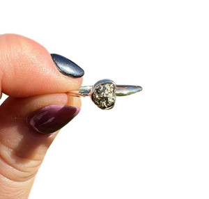 Raw Pyrite Bezel Ring in Sterling Silver 