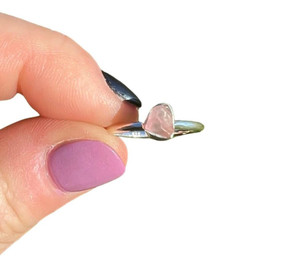 Raw Rose Quartz Bezel Ring in Sterling Silver 
