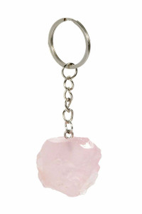 Raw Rose Quartz Crystal Keychain