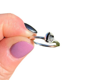 Raw Shungite Bezel Ring in Sterling Silver 