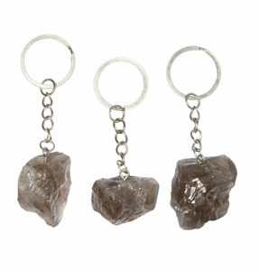 Raw Smoky Quartz Crystal Keychain