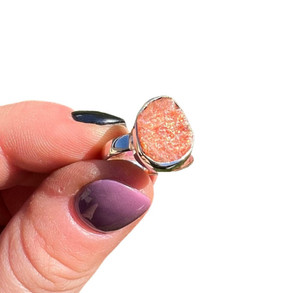 Raw Sunstone Ring - Bezel Sterling Silver Setting 