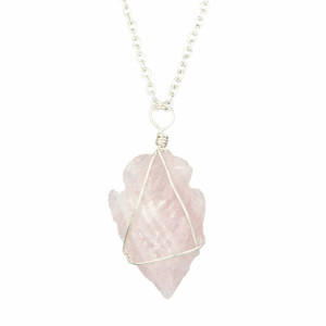 Rose Quartz Arrowhead Wire Wrapped Pendant