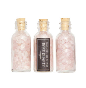 Rose Quartz Crystal Chips Bottle