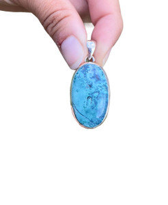 Shattuckite Polished Oval Pendant - Sterling Silver - No.228 