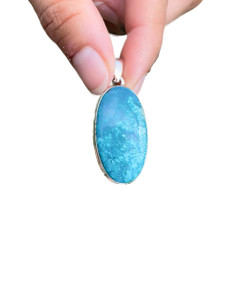 Shattuckite Polished Oval Pendant - Sterling Silver - No.230 