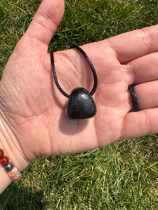 Shungite Tumbled Pendant on Cord 