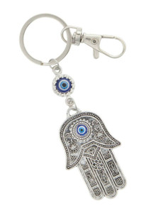 Silver Colored Hamsa Keychain