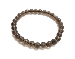 Smoky Quartz Elastic Bracelet - 6mm Beads 