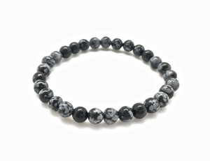 Snowflake Obsidian Elastic Bracelet - 6mm Beads