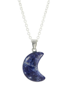 Sodalite Crescent Moon Pendant in Top-Drilled Setting - Polished
