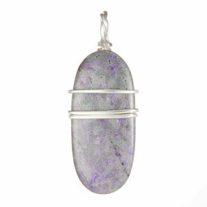 Sugilite Polished Oval Pendant in Wire Wrapped Setting - Sterling Silver - 86