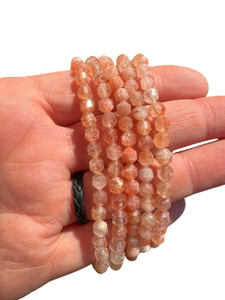 Sunstone Bracelet - Elastic - 4.5mm Faceted Beads