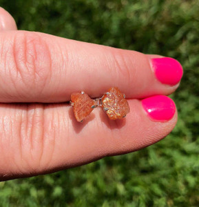Sunstone Raw Natural Stud Earrings - Sterling Silver