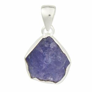 Tanzanite Raw Natural Pendant in Bezel Setting - Sterling Silver